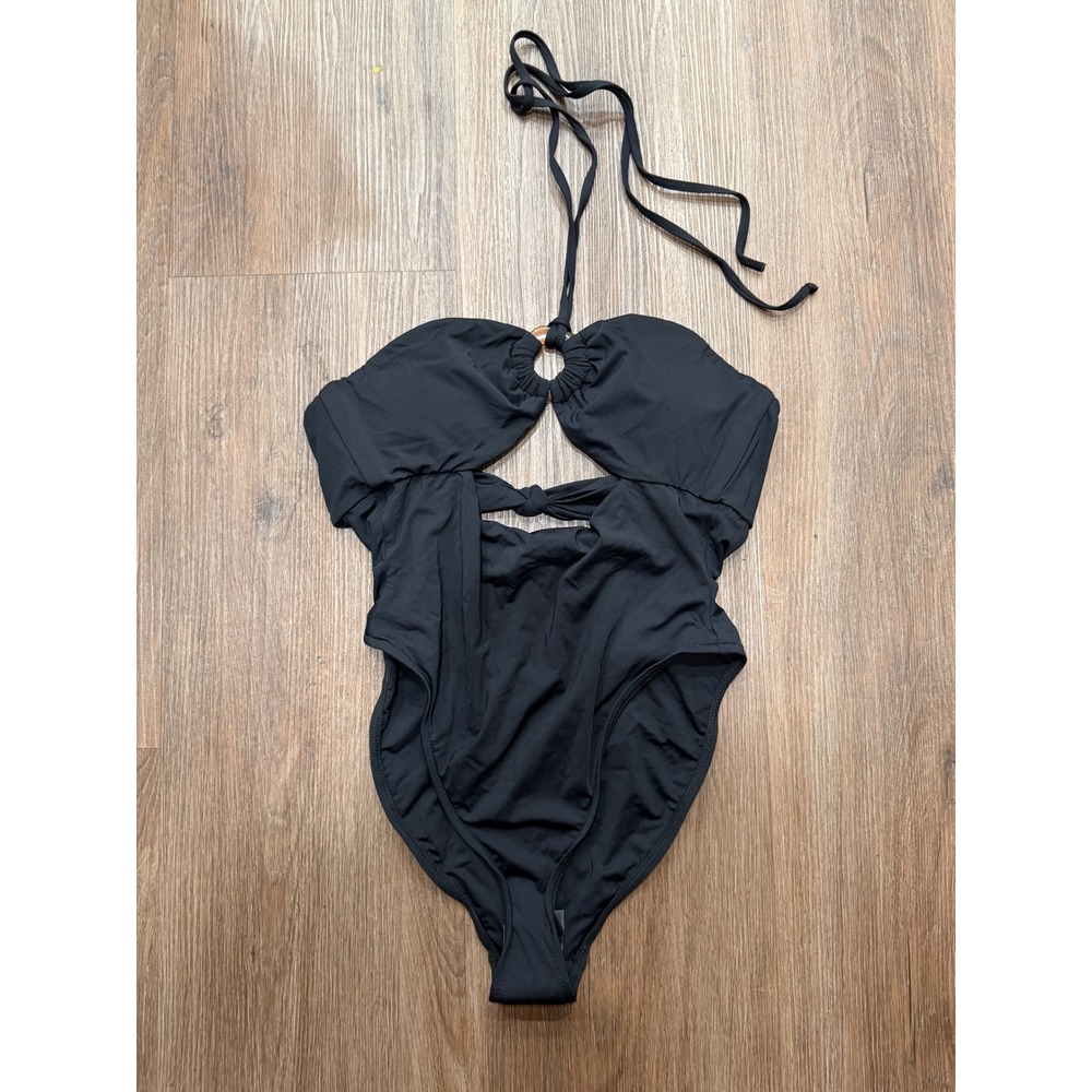 Dippin Daisys Wave Rider One Piece Black Cutout Halter Swimsuit D1906JRMSC M